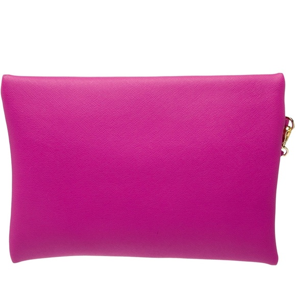 Ted Baker London Fuchsia Vinyl Deboss Wristlet Pouch NWT - Picture 4 of 6